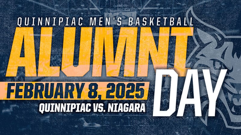 Men's Basketball Alumni Day graphic depicting the date and time of the event.