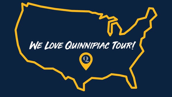 logo for the We Love Quinnipiac Tour!
