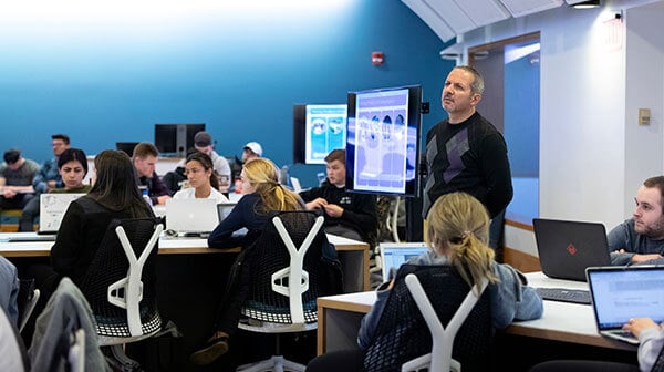 Students in the school of business during a lecture