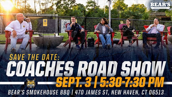 Quinnipiac University coaches and administrators partake in a Q&A session at Bear's Smokehouse.