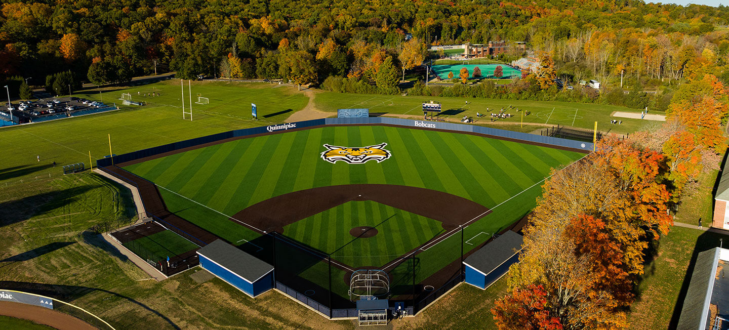 Drone image of the new Quinnipiac Baseball field