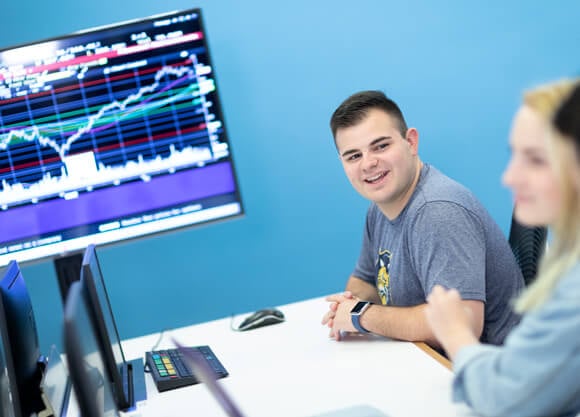 Finance students in the Lender School of Business.